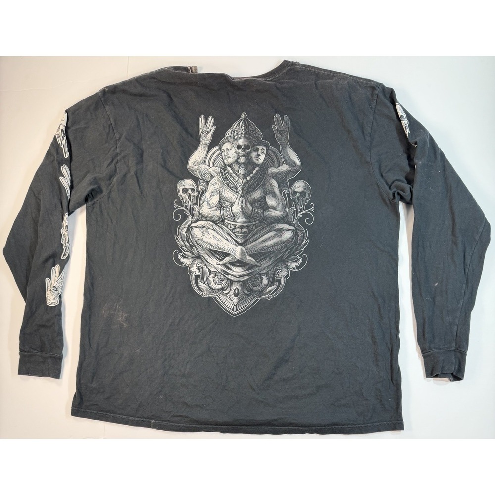 Unus Annus Long Sleeve Shirt Mens 2XL Black Graphic Skull Tee Rare
